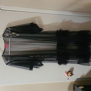 Betsey Johnson Black Ruffle Beaded Kimono